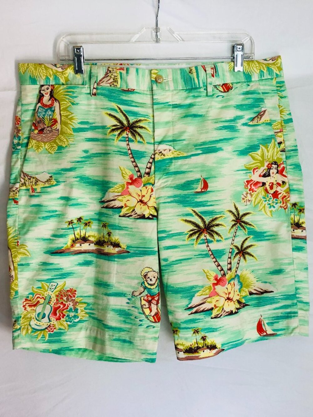 Polo Ralph Lauren Men's Size 36 Polo Bear‎ Hula Girl Floral Chino Shorts